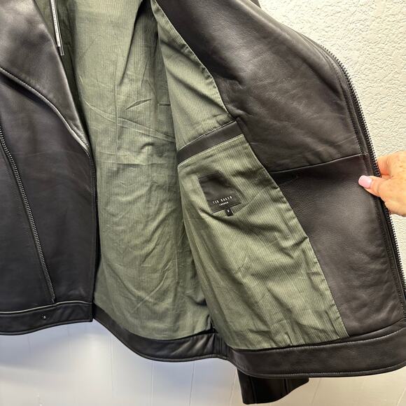 NWT Ted Baker London Men’s Ovine Leather CARVE Biker Jacket Blk Sz XL MSRP $1095 - Picture 5 of 17